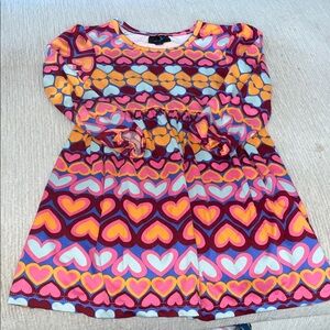 Colorful Heart Pattern Kids Dress